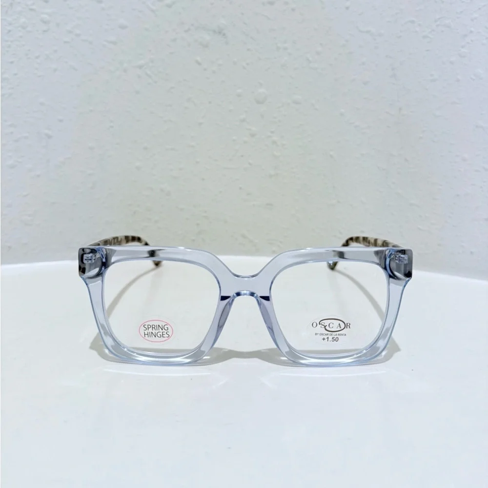 Oscar De La Renta Women’s 51 mm Square Blue Leo Reading +1.5 Eyeglasses NIB